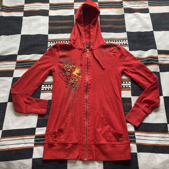 Buffalo by David Bitton Red Zip Up Hooded Sweater. Embroidered. Size Large. Y2K. - Picture 3 of 16